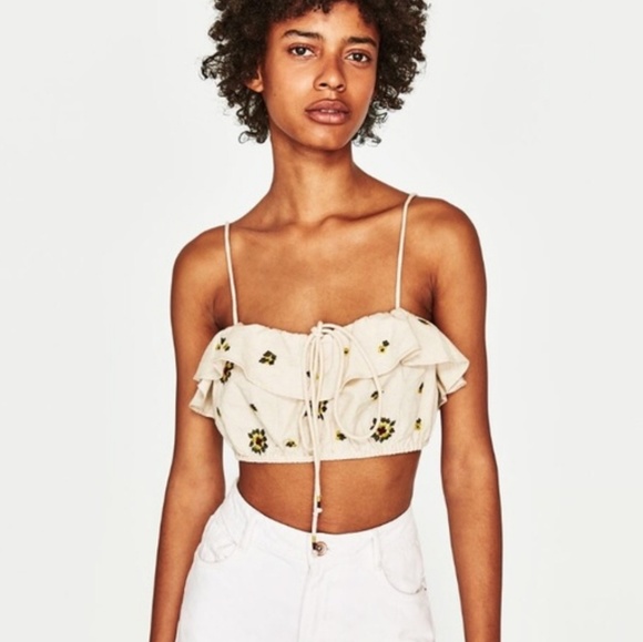 Zara | Tops | Zara Trf Embroidered Festival Linen Crop Top | Poshmark